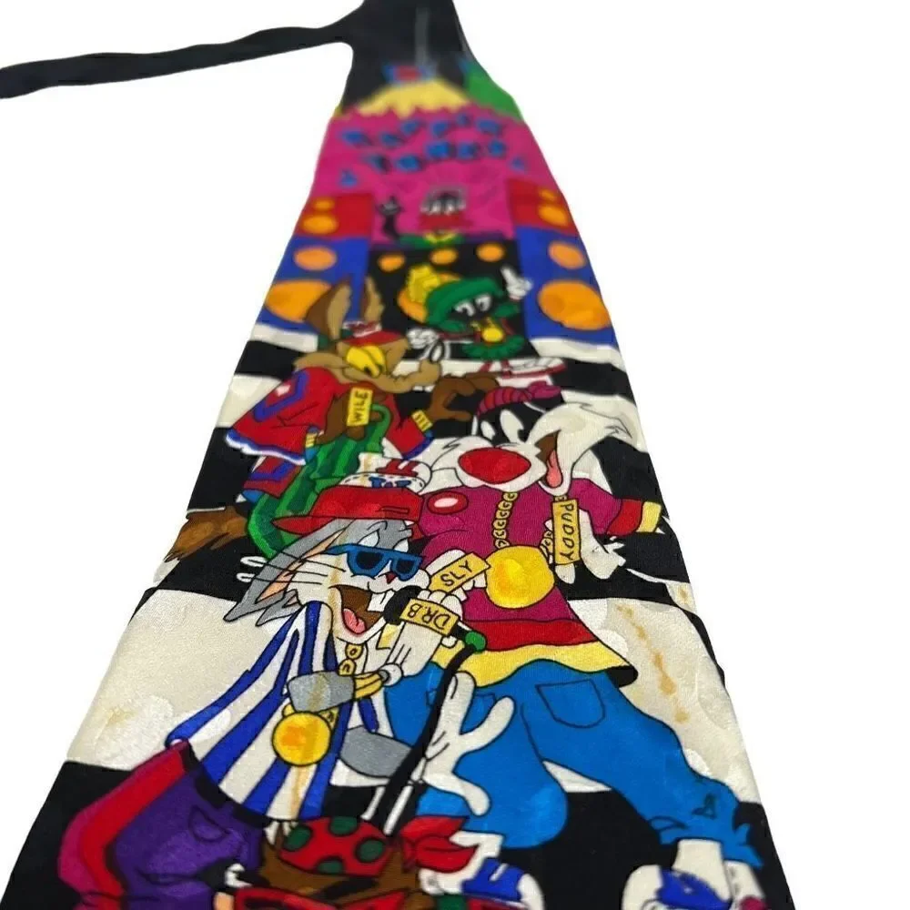 Vintage Looney Tunes silk tie “rappin tunes” 1993